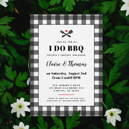 Convite Xadrez de piquenique preto-e-branco, eu faço CHURR