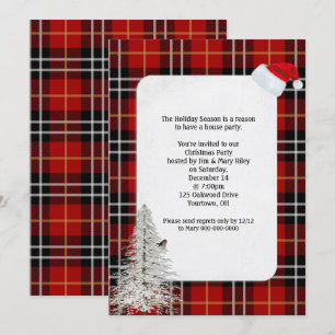 Convite xadrez de tartã escocesa do Partido Natal