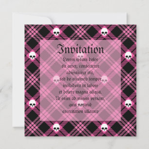 Convite Xadrez de Tartan do crânio gótico