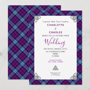 Convite Xadrez Escocesa de Tartan Símbolos Celtas Casamen
