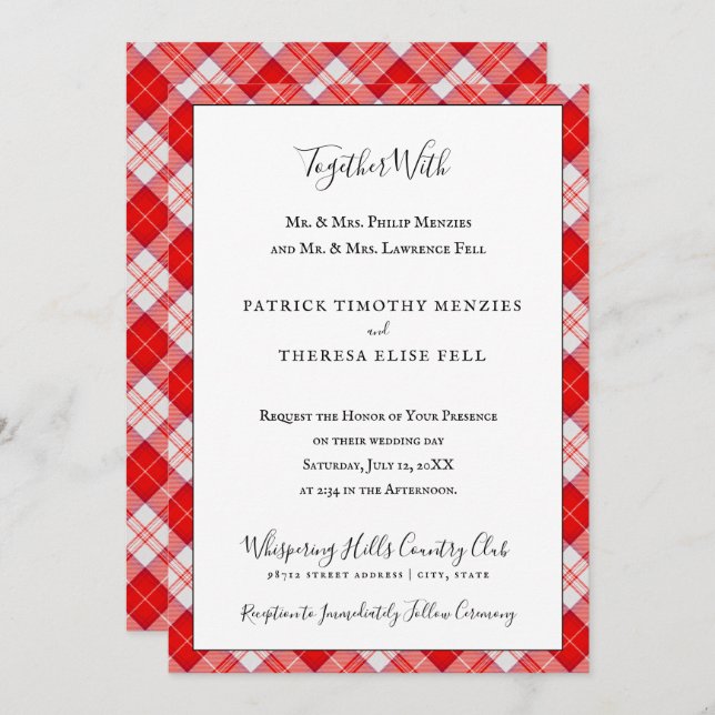 Convite Xadrez Escocesa do Red Clan Tartan (Frente/Verso)