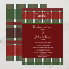 Convite Xadrez Natalino de Natal Burgundy Casamento