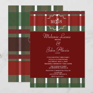 Convite Xadrez Natalino de Natal Burgundy Casamento 