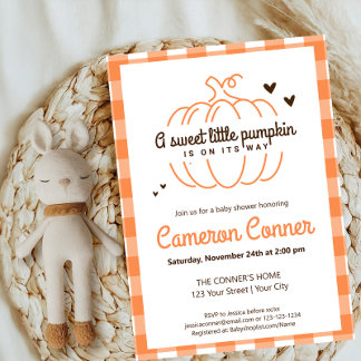 Convite Xadrez Pumpkin No Caminho Chá de fraldas