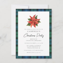 Convite Xadrez russa Aquarela Campbell Tartan Natal