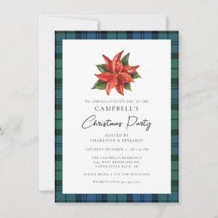 Convite Xadrez russa Aquarela Campbell Tartan Natal