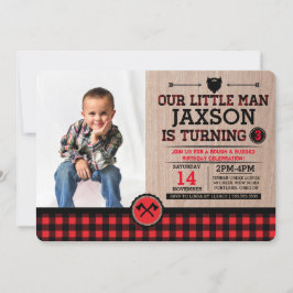 Convite Xadrez russa Lumberjack Aniversário de criança com