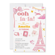 Convite Xadrez Torre Eiffel Rosa Chique de Paris