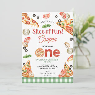 Convite Xadrez Verde Moderna Pizza Fatia De primeiro anive
