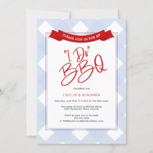 Convite Xadrez Vermelha Azul Buffalo I Do Chá de panela D