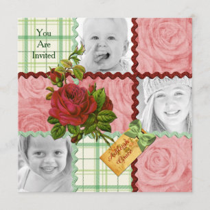 Convite Xadrez vermelha do verde do rosa do rosa do bloco