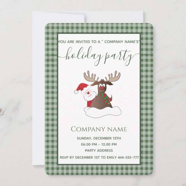 Convite Xadrezes Papais noeis rendeer festas de férias cor (Frente)