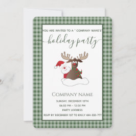 Convite Xadrezes Papais noeis rendeer festas de férias cor