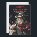 Convite Xerife Santa Claus<br><div class="desc">Xerife cowboy santa claus,  vintage retro art western ,  ilustração rodeo feliz hat ,  feriado de inverno no oeste selvagem ,  novo cowboy de natal alegre ,  xerife santa claus</div>