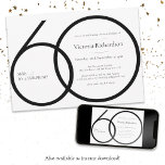 Convite Xic Minimalista Black White Surprise 60th Birthday<br><div class="desc">Mínima Chic Black White Surpresa 60º Aniversário. Design moderno minimalista,  simples mas elegante e elegante. Excelente para uma festa temática em preto e branco! Este é um modelo personalizável,  se você precisar de ajuda para personalizá-lo,  basta entrar em contato com o designer clicando no botão 'Mensagem' abaixo.</div>
