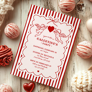 Convite Xícaras de Estilo Retrô com Doodles do Cupido Fest