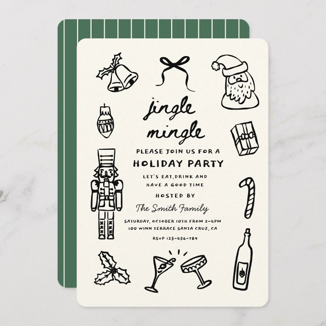 Convite Xmas Party Holiday Hand Drawn Funky Handwritting (Criador carregado)