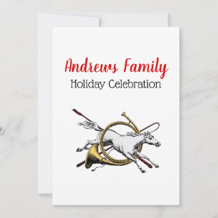 Convite Xmas Preppy Equestrian Horse Jumping Através do C