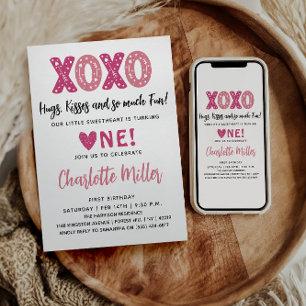 Convite XOXO Abraços e Beijos Dia dos Namorados 1º Anivers