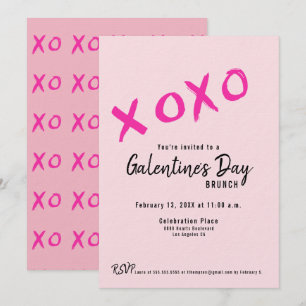 Convite XOXO Dia das Galentinas Meninas Brunch Rosa Modern