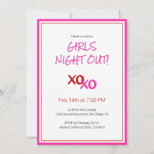 Convite XOXO Girls Night Out Pink Cuide Day Party