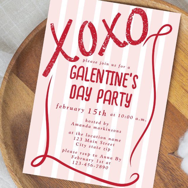 Convite XOXO Hand Drawn Galentine’s Day Party (Criador carregado)