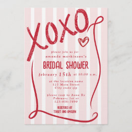 Convite XOXO Hand Drawn Pink Bridal Shower Party