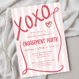 Convite XOXO Hand Drawn Pink Engagement Party