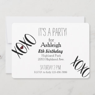 Convite XOXO Heart Birthday