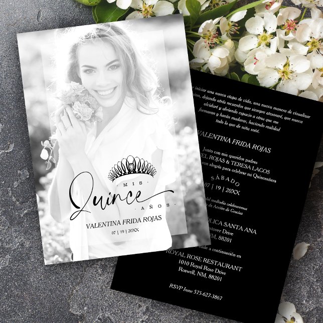 Convite XV Princess Crown Elegant Overlay Vellum Effect (Criador carregado)