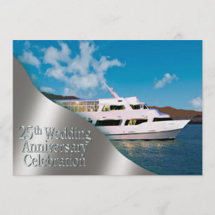 Convite Yacht a 25a luz do dia do aniversário de casament