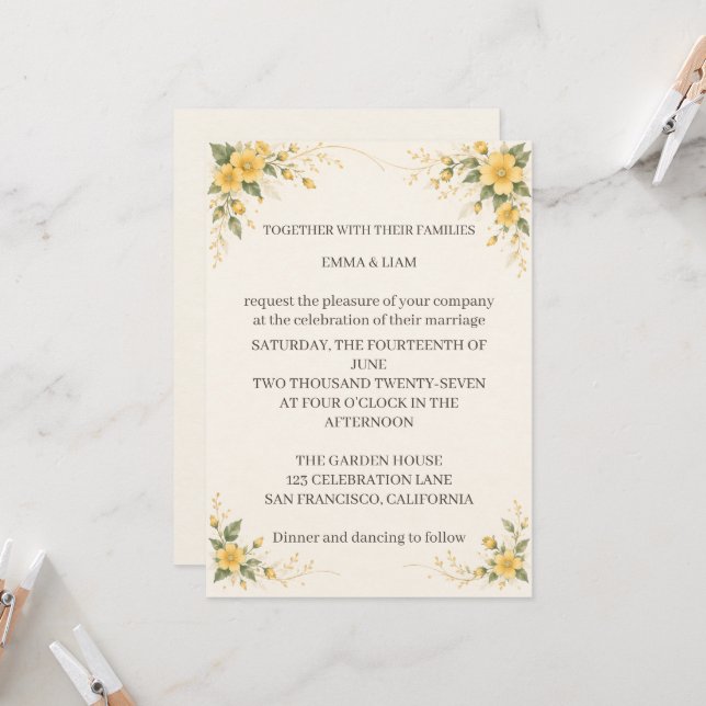 Convite Yamabuki Wedding Invitation (Frente/Verso In Situ)
