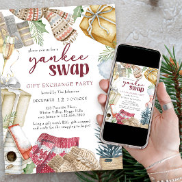 Convite Yankee Swap Cozy Christmas Gift Exchange Party