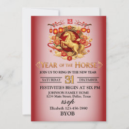 Convite Year of the Horse New Years Eve Party