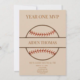 Convite Year One MVP Baseball First Birthday Invitation