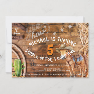 Convite Yee Haw Cowboy Rodeo Saddle Aniversário