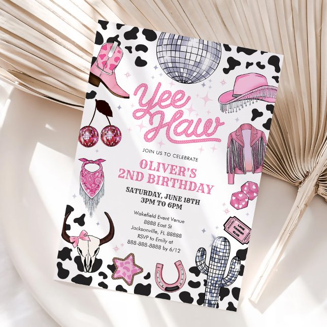 Convite Yee Haw Girl Rodeo Retro Disco Cowgirl Birthday (Criador carregado)
