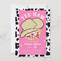 Yee Haw Pink Cowgirl Disco Rodeo aniversário de 30