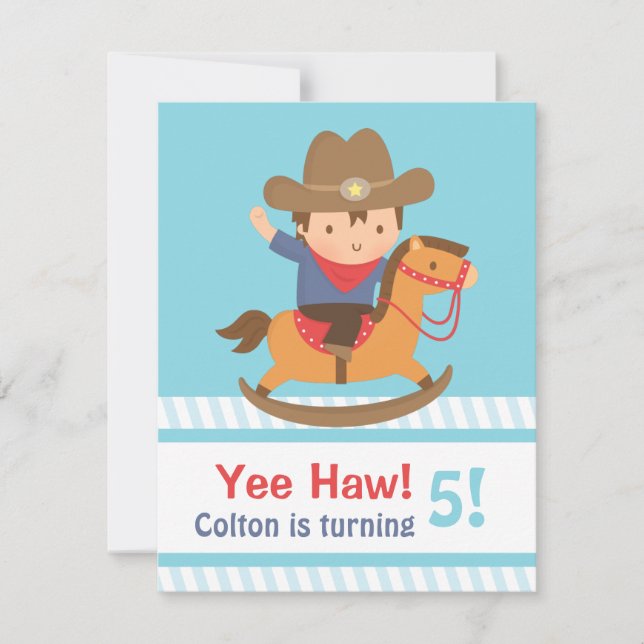 Convite Yee Haw Western Cowboy Aniversário de criança Part (Frente)