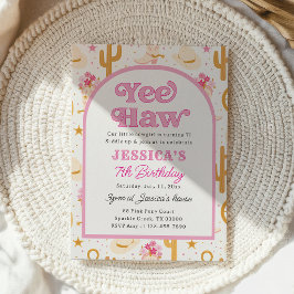 Convite Yee Haw Western Cowgirl Seventh Rodeo 7th Birthday