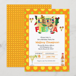 Convite Yellow and Orange Mexico Fiesta Birthday
