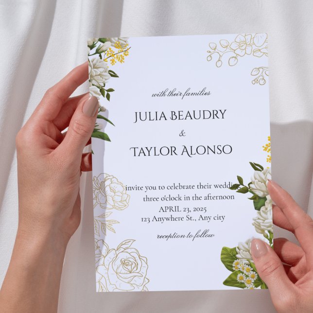 Convite Yellow and White Floral Invitation | Soft Elegant  (Criador carregado)