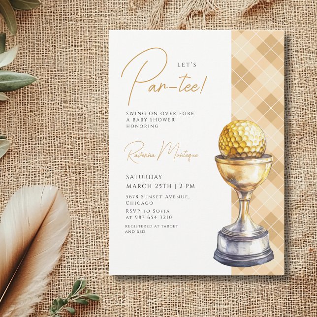 Convite Yellow Argyle Golf Trophy Lets Par-Tee Baby Shower (Criador carregado)
