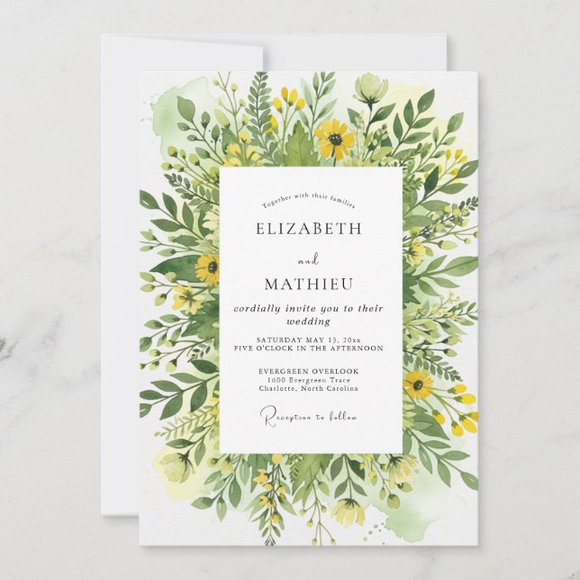 Convite Yellow Blissful Meadow Wedding (Frente)