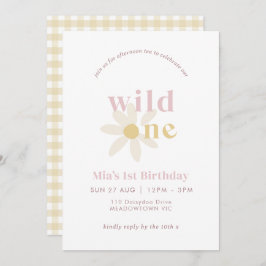Convite Yellow Blush Boho Daisy Floral Primeiro Aniversári