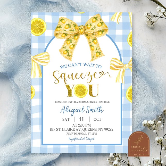 Convite Yellow Bow Lemon Baby Shower Invitation (Criador carregado)