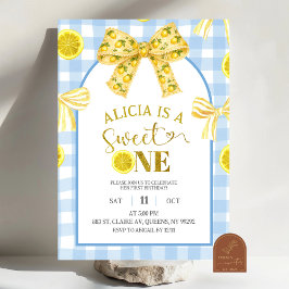Convite Yellow Bow Sweet 1 Lemon Blue and Yellow Birthday