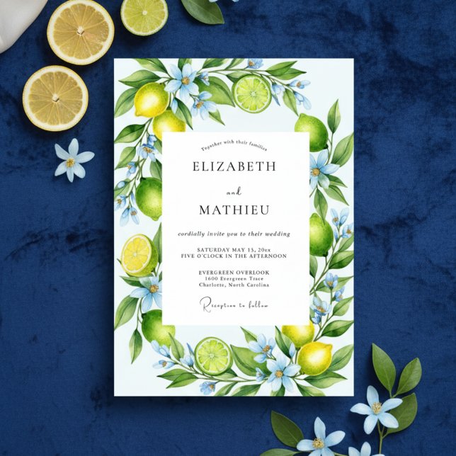Convite Yellow Citrus Bloom Wedding (Criador carregado)