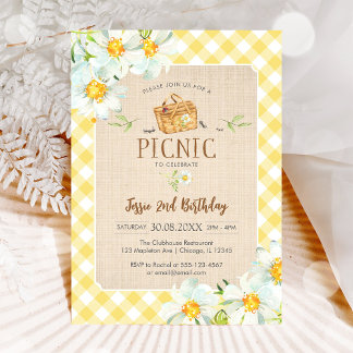 Convite Yellow Classic Picnic Birthday Invitation