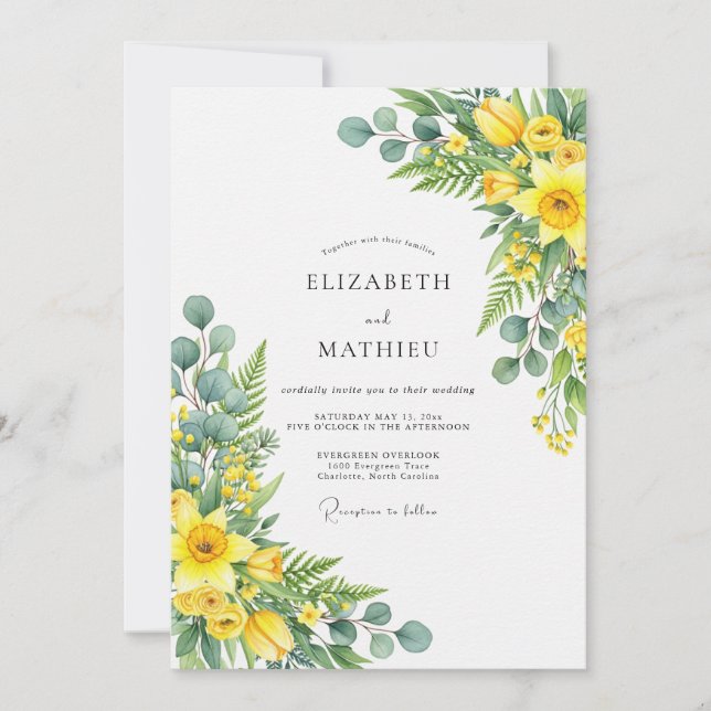 Convite Yellow Effervescent Spring Wedding (Frente)
